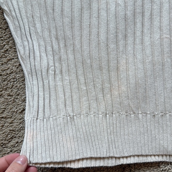 Anthropologie Sancia The Atalie Polo Ribbed Knit Oversized Cream/Blue Sweater - Picture 11 of 13